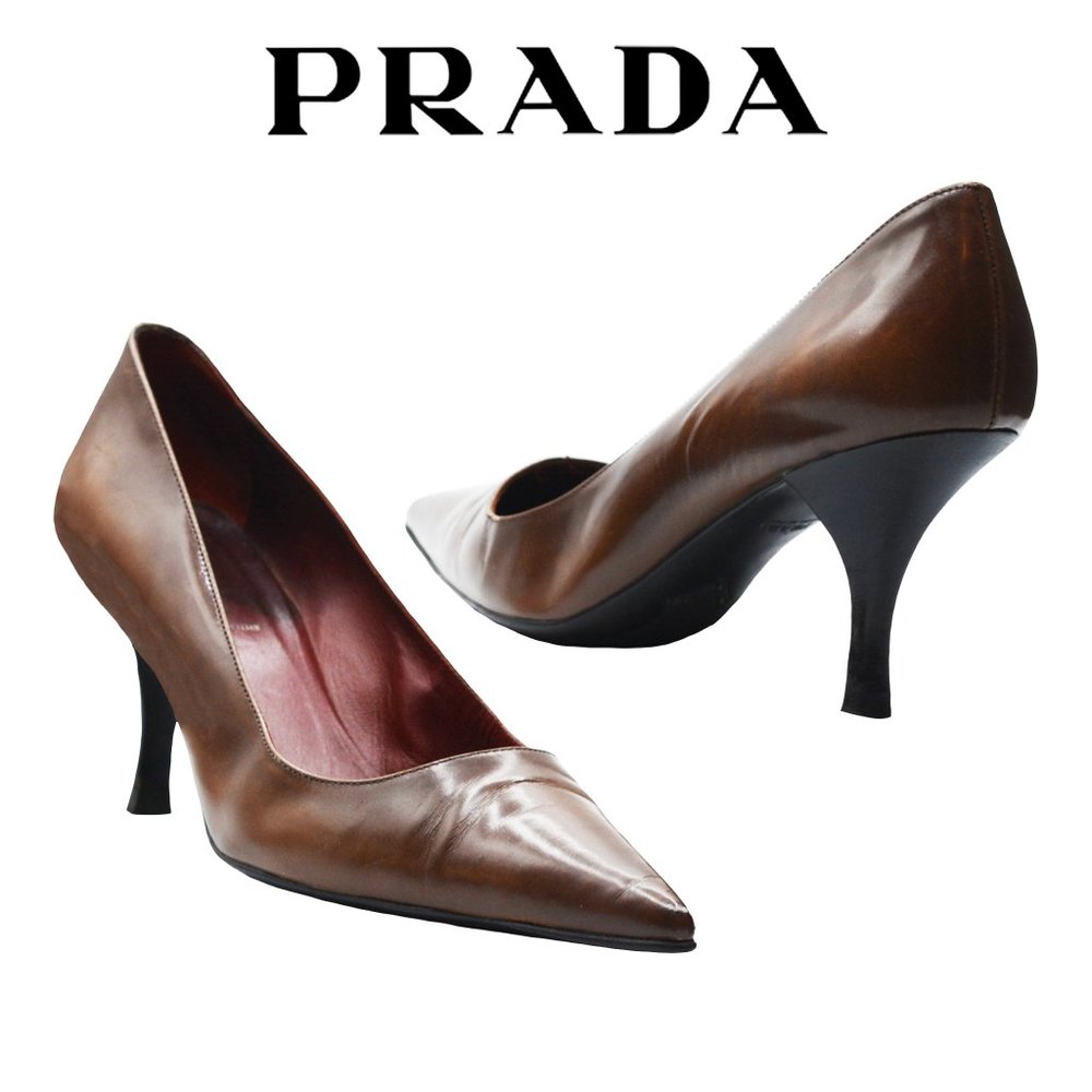 PRADA Women’s Sandalwood Pumps - Size 37.5 - New Heels & Toe Tap! Made in Italy!